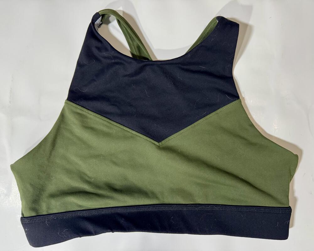 Born Primitive Sports Bra Womens Medium Green Black Crossback Athletic Top